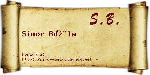 Simor Béla névjegykártya